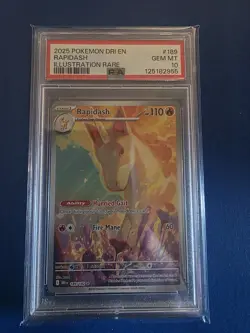 2025 POKEMON DRI EN-DESTINED RIVALS ILLUSTRATION RARE #189 RAPIDASH PSA 10 - Image 1