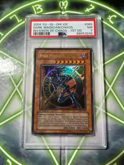 YuGiOh Dark Magician of Chaos 1st Ed IOC-065 PSA 7 Vintage Near Mint - Image 1