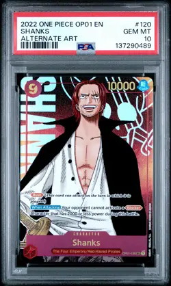 Shanks PSA10 2022 One Piece Op01-Romance Dawn Alternate Art #120 - Image 1
