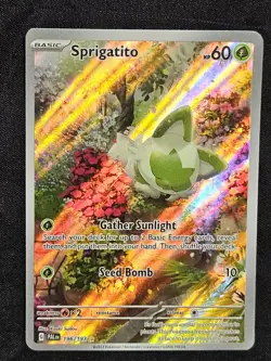Pokemon TCG S&V Paldea Evolved Sprigatito Card 196/193 Illustration Rare - Image 1