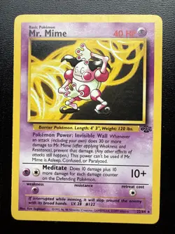 Free Shipping Mr. Mime 22/64 Jungle Pokemon TCG MP+ 1999 Vintage - Image 1