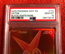 POKEMON 2025 VICTINI 172/086 Black White Rare - WHT EN- PSA 10 GEM MINT - Image 2
