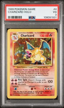 1999 Base Set Charizard Pokemon TCG Holo Rare Card PSA 3 - Image 2
