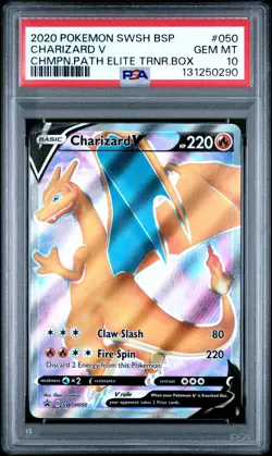 2020 POKEMON SWSH BLACK STAR PROMO #050 CHARIZARD V PSA 10 - Image 1