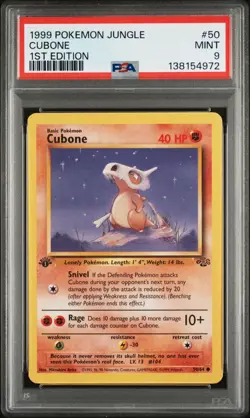 1999 Pokemon Jungle 1st Edition Cubone 50 FRESHLY GRADED PSA 9 MINT - Image 1