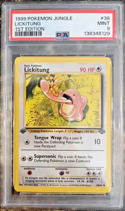 1999 Pokemon Jungle 1st Edition Lickitung 38 FRESHLY GRADED PSA 9 MINT - Image 1