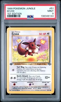 1999 Pokemon Jungle 1st Edition Eevee 51 FRESHLY GRADED PSA 9 MINT - Image 1