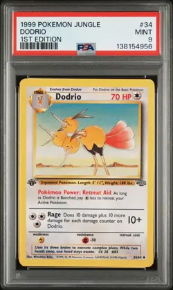 1999 Pokemon Jungle 1st Edition Dodrio 34 FRESHL GRADED PSA 9 MINT - Image 1