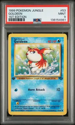 1999 Pokemon Jungle 1st Edition Goldeen 53 FRESHLY GRADED PSA 9 MINT - Image 1