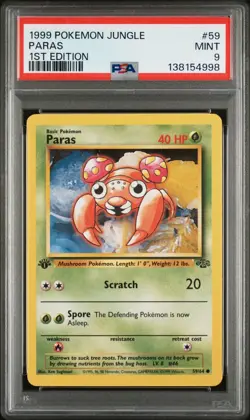 1999 Pokemon Jungle 1st Edition Paras 59 FRESHLY GRADED PSA 9 MINT - Image 1
