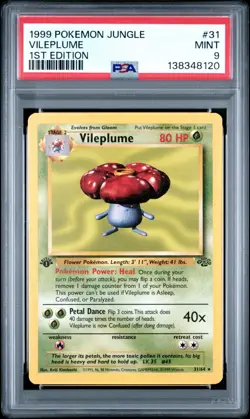 1999 Pokemon Jungle 1st Edition Vileplume 31 FRESHLY GRADED PSA 9 MINT - Image 1