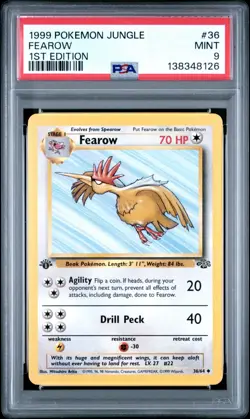 1999 Pokemon Jungle 1st Edition Fearow 36 FRESHLY GRADED PSA 9 MINT - Image 1