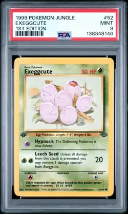 1999 Pokemon Jungle 1st Edition Exeggcute 52 FRESHLY GRADED PSA 9 MINT - Image 1