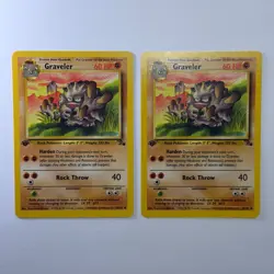 Pokemon TCG Graveler Fossil #37/62 2-Card Lot WOTC Vintage 1999 1st Edition - Image 1