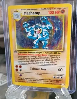 1995 1ST EDITION AUTHENTIC SUPER RARE HOLO FOIL MACHAMP POKEMON CARD!🔥 - Image 1