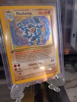 1995 1ST EDITION AUTHENTIC SUPER RARE HOLO FOIL MACHAMP POKEMON CARD!🔥 - Image 3