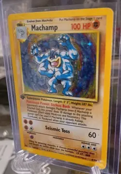 1995 1ST EDITION AUTHENTIC SUPER RARE HOLO FOIL MACHAMP POKEMON CARD!🔥 - Image 4