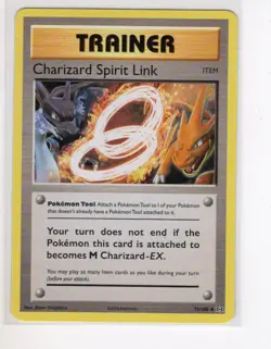 CHARIZARD SPIRIT LINK TRAINER XY EVOLUTIONS SET POKEMON CARD 75/108 NM/M - Image 1