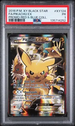 2016 POKEMON XY BLACK STAR PROMO #XY124 FA/PIKACHU EX PSA 1 - Image 1