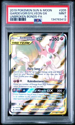 2019 POKEMON SUN & MOON UNBROKEN BONDS FULL ART/GARDEVOIR & SYLVEON GX PSA 9 - Image 1