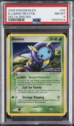 2005 POKEMON EX DELTA SPECIES #45 ILLUMISE-REVERSE FOIL PSA 8 - Image 1