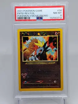 2001 POKEMON GAME MOVIE POKEMON 3 MOVIE PROMO #34 ENTEI-REVERSE FOIL PSA 8 - Image 1