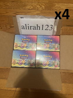 Pokemon Prismatic Evolutions 4x Mini Tin Sealed Display - Open Case - Image 1