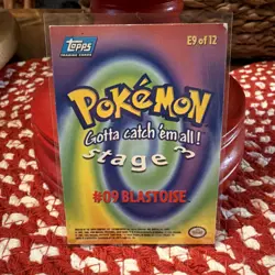 1999 Blastoise Topps Pokemon Movie Edition Black Logo E9 of 12 Holo - Image 2