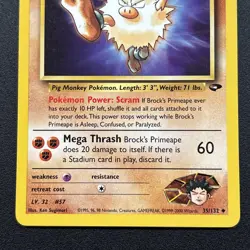 Brock's Primeape 35/132 Gym Challenge Non-Holo WOTC Pokemon Card Near Mint NM - Image 3