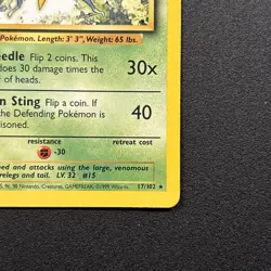 Beedrill 017/102 Base Set Vintage WoTC Pokemon Card Near Mint NM - Image 5