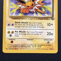 Jolteon 20/64 Jungle Non-Holo Pokemon Card Near Mint NM - Image 3