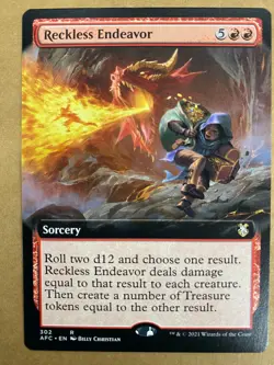 MTG 1x EXTENDED ART Reckless Endeavor 302 Adventures in the Forgotten x1 NM - Image 1