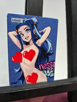 MTG Island Nessa Waifu Alter Hand Painted by BAZAYO 18+ Adult Art - Image 3