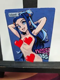 MTG Island Nessa Waifu Alter Hand Painted by BAZAYO 18+ Adult Art - Image 4