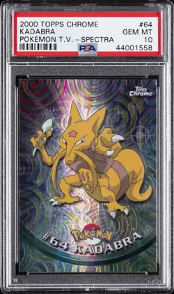 2000 TOPPS CHROME POKEMON T.V. SPECTRA #64 KADABRA PSA 10 - Image 1
