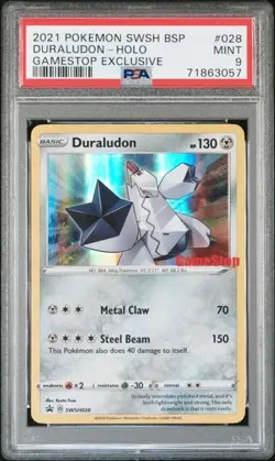 PSA 9 Mint Duraladon SWSH028/ Pokemon TCG 2021 Rebel Clash Gamestop Exclusive - Image 1