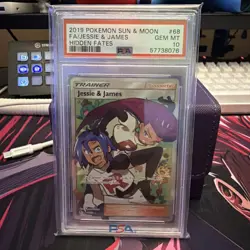 2019 POKEMON SUN & MOON HIDDEN FATES #68 FULL ART/JESSIE & JAMES PSA 10🔥🔥 - Image 1