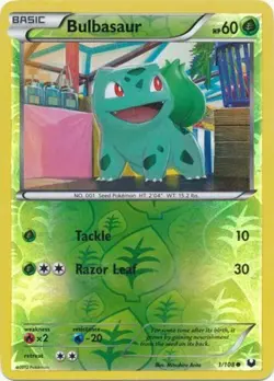 1x Bulbasaur - 1/108 - Common - Reverse Holo Moderately Played Pokemon BW - Dark - Image 1