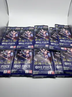One Piece TCG The Azure Sea's Seven Booster Pack Japanese OP-14 10 Pack Bundle - Image 1