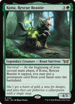 Kona, Rescue Beastie (0187) -Foil Near Mint MTG Duskmourn: House of Horror - Image 1