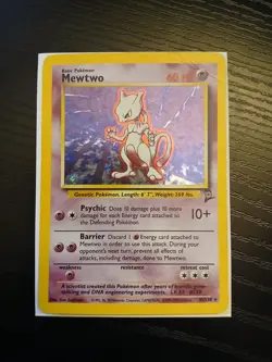 Pokemon Mewtwo TCG Base Set 2 Holo Card 10/130 Unlimited Holo Rare MP - Image 1