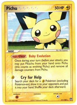 Pichu 21/108 EX Power Keepers Regular Rare Pokemon Card - Image 1