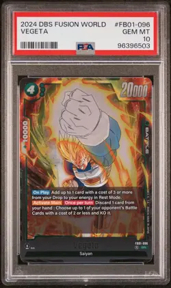 PSA 10 Vegeta Dragon Ball Super: Fusion World FB01-096 SR Awakened Pulse Card - Image 1
