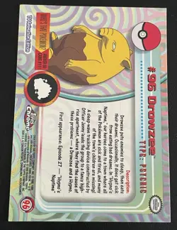 2000 Topps Chrome Pokemon #96 Drowzee Rare Card TV Animation Series Vintage - Image 3