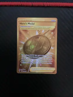 Hero's Medal - 201/185 - Secret Rare Sword & Shield: Vivid Voltage Pokemon NM - Image 1