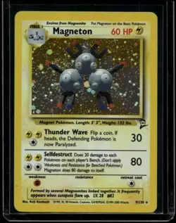 Pokemon TCG Magneton 9/130 Base Set 2 Holo Rare MP - Image 1