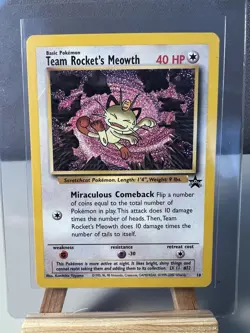 Pokemon TCG Team Rockets Meowth #18 Black Star Promo Card 2000 - Image 1
