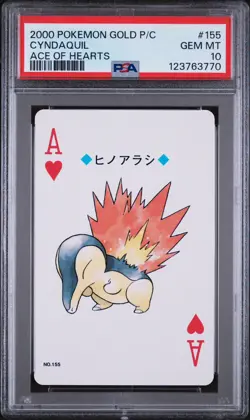 PSA 10 GEM MINT 2000 POKEMON GOLD VERSION #155 CYNDAQUIL ACE OF HEARTS - Image 2