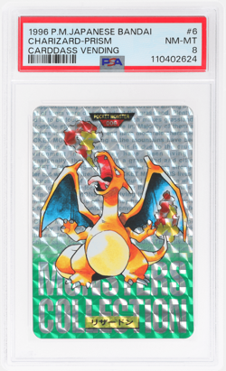 1996 Pokemon Bandai Carddass Vending Part 1 Japanese Charizard Prism #6 PSA 8 - Image 1