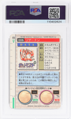 1996 Pokemon Bandai Carddass Vending Part 1 Japanese Charizard Prism #6 PSA 8 - Image 2